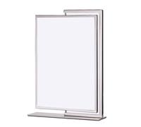 A4 Desktop Sign Holder, 360° Rotating Metal Info Board, Slide-In Advertising Frame for Office, Classroom, Home - Sleek Silver Display Stand (25x6x30cm)