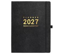 A4 Diary 2027 - Week to View, Soft Leather Cover, 21.7 x 28.3 x 1.5 cm