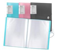 A4 Display Folder,60 Pockets A4 Display Folders, Display Book Folder with Plastic Sleeves and Safety Rope Presentation Folders Document Project Folders for School and Offices (Blue