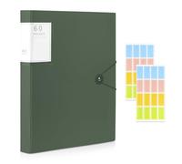 A4 Display Folder, 60 Pockets Display Book Folders, Presentation Folders with Plastic Sleeves & Safety Rope, Suitable for Documents, School, Office & Business Project Use (Green)