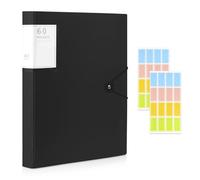 A4 Display Folder, 60 Pockets Display Book Folders, Presentation Folders with Plastic Sleeves & Safety Rope, Suitable for Documents, School, Office & Business Project Use (Black)