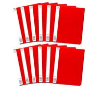 A4 Display Folder Document Wallet Folder with 20 Clear Plastic Poly Pockets, 40 Views Pages A4 Certificate Folders Presentation Project Display Book for School, Office, Business (Pack of 12, Red)