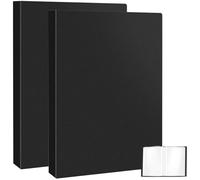 A4 Display Folder with 40 Plastic Sleeves, Presentation & Document&Project Folder, Display Book for Certificates, School and Office Use(Black), 2 Pack