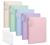 A4 Display Folder with Plastic Sleeves, 60 Pockets Display Book for Paperwork, 5 Pack Project Presentation Folders with 60 Index Stickers, Document Organiser for School Office Home, Morandi Colors