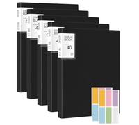 A4 Display Folders, 5 Pcs Total 200 Pockets with Stickers, Plastic Sleeves and Pockets Presentation Folders Document Project Folder for School and Offices
