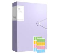 A4 Display Folders, 60 Pockets Display BookFolders with Plastic Sleeves, Folderswith Plastic Pockets & Safety Rope Presentation Folder ProjectFolders or School & Offices Business (Light Purple)