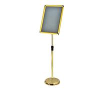 A4 Display Stand Heavy Duty Sign Stand Holder Floor Stand Poster Display Standing Signs with Heavy Duty Pedestal A3 Gold Rounded-corner style
