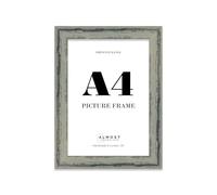 A4 Distressed Green Picture Frame - Rustic Wood Industrial Effect Photo Frame for Wall Display, Ideal for Posters, Prints & Home Décor, Wall Hooks and Kickstand, 32mm Edge - 1 Pack