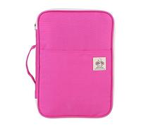 A4 Document Bag, Multi-Functional File Folder Portfolio Organizer Notebook with Zippered Closure for Office, Travel, School Use, Rose Red