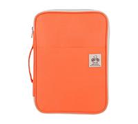 A4 Document Bag, Zippered File Folder Organizer with Pens Storage for Office Portfolio Notebook Travel Case, Multi-Functional Folder for School Work Home Use, Orange
