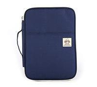 A4 Document Case Multi-Functional Passport Holder Wallet Multi-Pocket Conference Folder Carrying Around Carry Handle Lots of Pockets Papers pens Diary case Keeping Zipped Portfolio，Blue