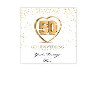 A4 Edible Decor Icing Sheet PERSONALISED 50th Golden Anniversary Design 7-8" SQUARE Cake Topper Decoration - Great for larger cakes