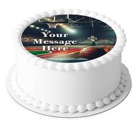 A4 Edible Decor Icing Sheet PERSONALISED Basketball Sport Themed 7-8" Circle Cake Topper Decoration - Great for larger cakes