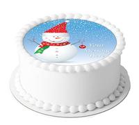 A4 Edible Decor Icing Sheet PERSONALISED Christmas Snowman 7-8" Circle Cake Topper Decoration - Great for larger cakes