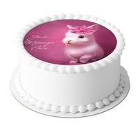 A4 Edible Decor Icing Sheet PERSONALISED Cute Rabbit Bunny 7-8" Circle Cake Topper Decoration - Great for larger cakes