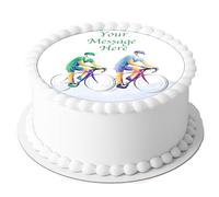 A4 Edible Decor Icing Sheet PERSONALISED Cycling Cycle Bike Sport 7-8" Circle Cake Topper Decoration - Great for larger cakes