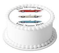 A4 Edible Decor Icing Sheet PERSONALISED E-Type Jaguar 7-8" Circle Cake Topper Decoration - Great for larger cakes