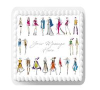 A4 Edible Decor Icing Sheet PERSONALISED Fashion Figure Model Designer Sketch Drawings 7-8" SQUARE Cake Topper Decoration - Great for larger cakes