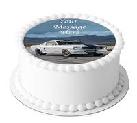 A4 Edible Decor Icing Sheet PERSONALISED Ford Mustang Classic Car 7-8" Circle Cake Topper Decoration - Great for larger cakes