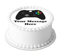 A4 Edible Decor Icing Sheet PERSONALISED Gaming controller Xbox Style 7-8" Circle Cake Topper Decoration - Great for larger cakes