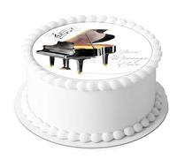 A4 Edible Decor Icing Sheet PERSONALISED Grand PIANO Music Intrument 7-8" Circle Cake Topper Decoration - Great for larger cakes