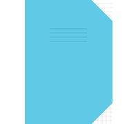 A4 Exercise Book Lined and Squares: 10mm Top Half Ruled Bottom Half Squared Large Jotter / Notebook | Blue Cover