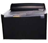 A4 Expanding File Document Organiser Paper Storage Folder Briefcase (Black, 6 Pockets)