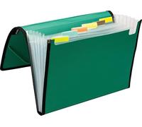 A4 Expanding File Document Organiser Paper Storage Folder Briefcase (Green, 6 Pockets)
