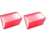 A4 Expanding File Folder - Clear 13 Gusset Pocket Folder - Multi Section Folder with Stud Wallet Closer - Document Wallet Folder by Arpan (Pink), ST-9604 (Pack of 2)