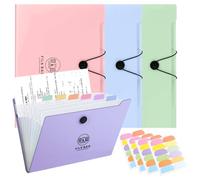 A4 Expanding File Organiser, 4Pcs Document Organiser Paperwork Certificate Folder Receipt Organiser with 12 Compartment Folder Accordion File Organiser for Office Business Home