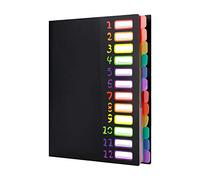 A4 Expanding Project Sorter 12 Pockets Accordion File Folder Heavy Duty Plastic Rainbow Expandable Folder Organizer A4 Letter Size Bills Document Wallet Paper Filing Folders for Office School Home