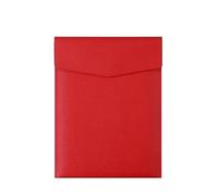 A4 Faux Leather File Folder Simple Large Capacity Document Bag Briefcase Data Contract Bill Office Paper Organizer(Red)