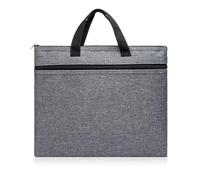 A4 File Bag with Handle, Lightweight Zipper Pouch with 2 Pockets Waterproof Oxford A4 Folder Bag Meeting Office File Bags School Stationary File Organizer for Men and Women (Grey)
