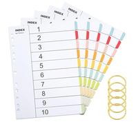 A4 File Dividers 1-10 Tabs, 5 Pack Multi-Colour A4 Index Pre-Printed Tabs, Multipunched Reinforced Colour Tabs, 10 Part Folder Dividers Numbered Subject Divider with 5 Split Rings