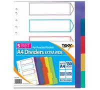 A4 File Dividers Plastic Coloured Tab Subject Filing Numbered/A-Z Extra Wide x10