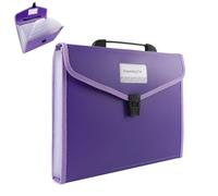A4 File Organiser Box Files Folder with Handle,13 Pockets Portable Document Folders for Paperwork,Concertina File Expanding Filing Box Paper Organiser for Office School Home with Tabs (Purple)