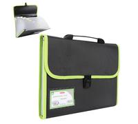 A4 File Organiser Box Files Folder with Handle,13 Pockets Portable Document Folders for Paperwork,Concertina File Expanding Filing Box Paper Organiser for Office School Home with Tabs (Green-B)