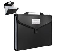A4 File Organiser Box Files Folder with Handle,13 Pockets Portable Document Folders for Paperwork,Concertina File Expanding Filing Box Paper Organiser for Office School Home with Tabs (Black)