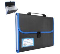 A4 File Organiser Box Files Folder with Handle,13 Pockets Portable Document Folders for Paperwork,Concertina File Expanding Filing Box Paper Organiser for Office School Home with Tabs (Blue-B)