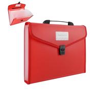 A4 File Organiser Box Files Folder with Handle,13 Pockets Portable Document Folders for Paperwork,Concertina File Expanding Filing Box Paper Organiser for Office School Home with Tabs (Red)