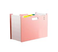 A4 File Organiser Document Folder with 13 Pockets, Handheld Multi-Layer Expandable Accordion File, with Index Tabs for Paperwork, School, Office Supplies, Green Pink Blue Beige (Pink)