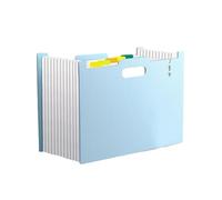 A4 File Organiser Document Folder with 13 Pockets, Handheld Multi-Layer Expandable Accordion File, with Index Tabs for Paperwork, School, Office Supplies, Green Pink Blue Beige (Blue)