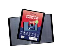 A4 Flexicover Display Book-20 Pocket Black Presentation Folder,Premium Flexi Cover with Glass-Clear Pockets,Durable & Versatile for Professionals,Students, Projects, School & Home(1 Book) (Lotus)