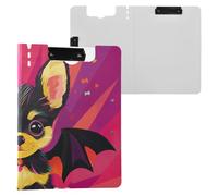 A4 Foldable Chihuahua Winged Bat with Candy Clipboard with Two Metal Clips, Nursing Pen Holder with Lid
