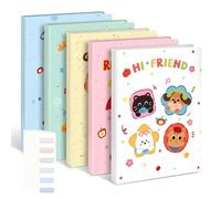 A4 Folder with Plastic Sleeves, 5 Pack 5 Color 60 Pockets Display Book, Cute Animal Presentation Folder, Document Folder with Index Tabs, Portable Art Portfolio Project Folder for Home, School, Office