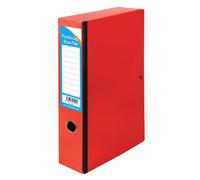 A4 Foolscap Box File - Pack of 10 - Durable Document Storage, Lever Arch Style, Secure Elastic Closure - Office & School Filing Solution (RED)