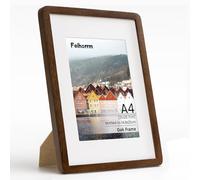 A4 Frame, A4 Certificates Documents Picture Frame Walnut Wood Photo Frame with HD Tempered Glass, Handcrafted A4(21x29.7 CM) Frame Matted to A5(14.8x21 CM) Photo Frame, Wall or Tabletop Decor
