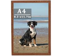 A4 Frame Picture Frames Wooden Photo Frame with Stand Tabletop or Wall Hanging Wall Mount 21 x 29.7cm For Poster Frame Desk Certificate Displaying (Teakwood brown)