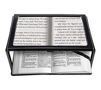 A4 Full Page Magnifier Reading Magnifying Glass on Rectangular Stand Hands 3x Magnification with 4 LED Lamp Lens for Reading For The Elderly, Seniors and Partially Sighted Persons,
