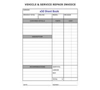A4 Garage and Mechanic Service Invoice Book - 50-Sheet Book